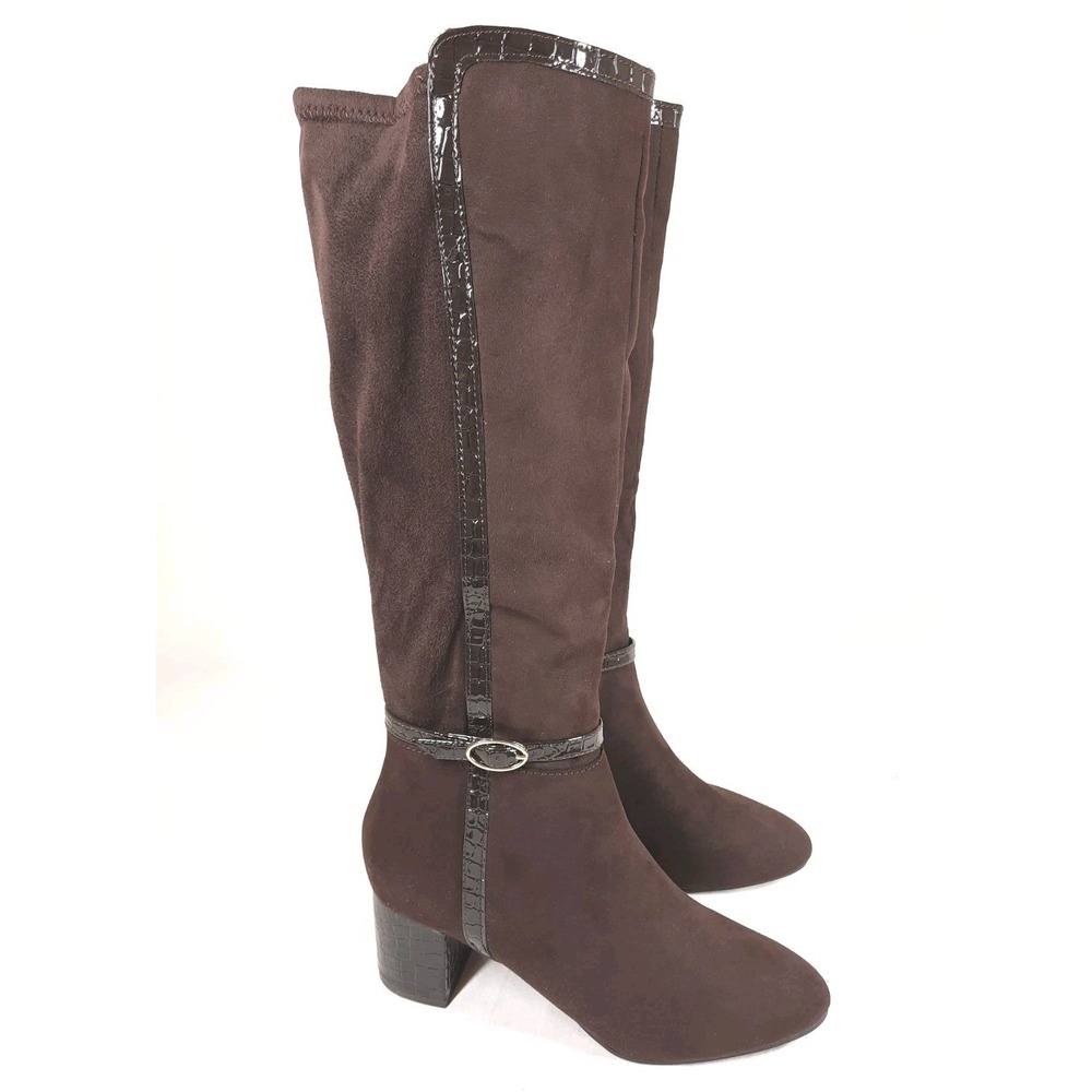 Karen Scott Womens Isaleef Chocolate Faux‎ Suede Knee-High Boots 8 M